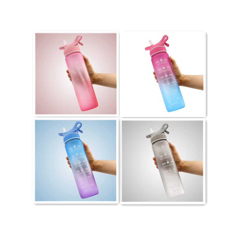 Sports Water Bottle with Straw & Bounce Cover
