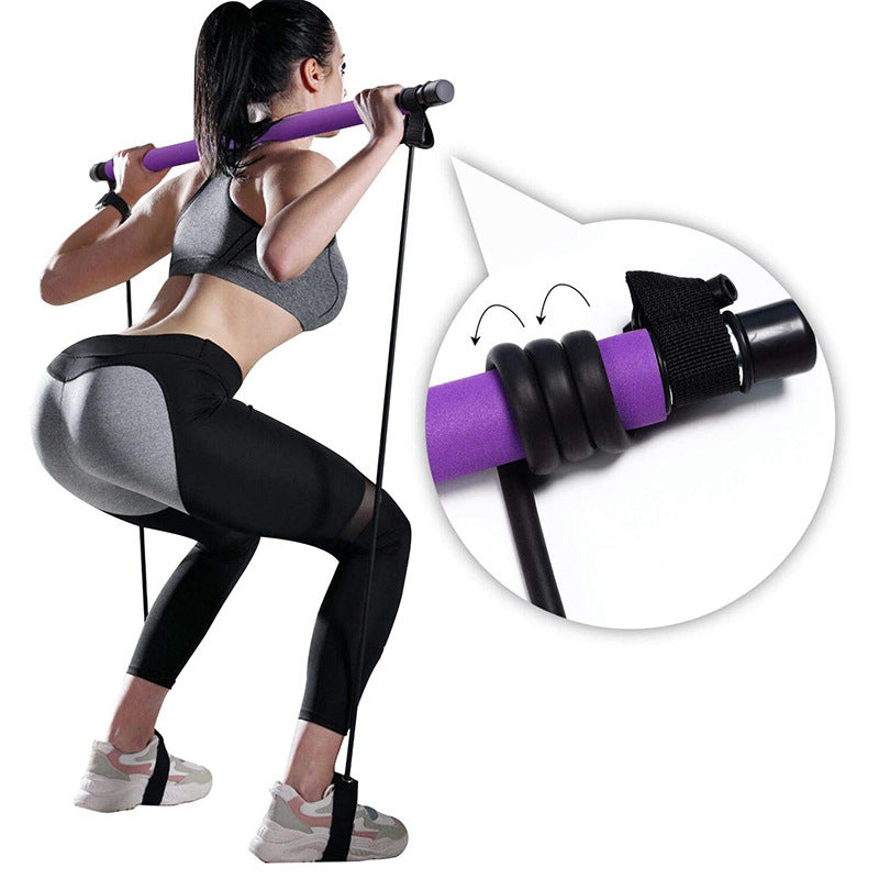 Portable Yoga Pilates Bar with Resistance Bands
