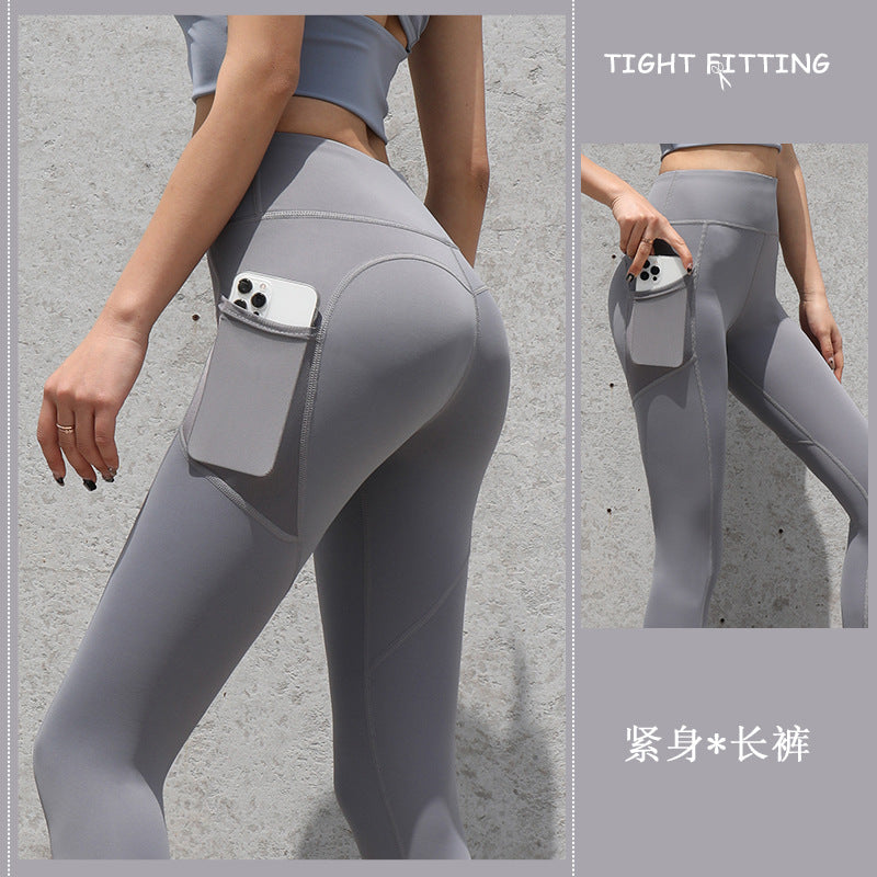 Seamless High-Waist Gym Leggings with Pockets 