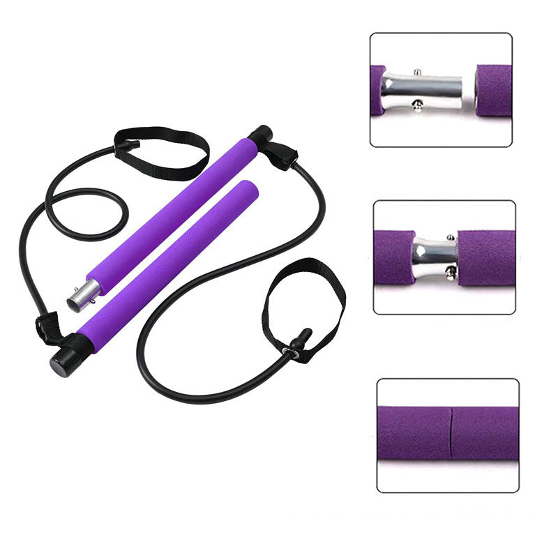 Portable Yoga Pilates Bar with Resistance Bands
