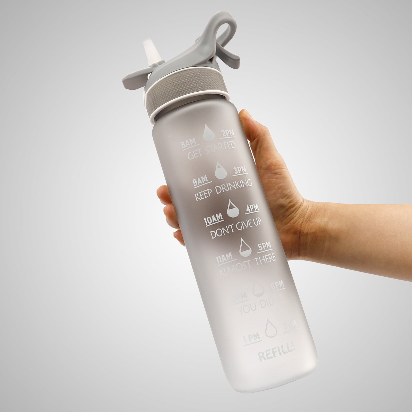 Sports Water Bottle with Straw & Bounce Cover
