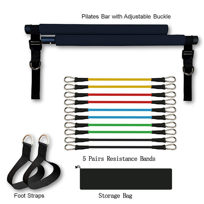 Portable Yoga Pilates Bar with Resistance Bands

