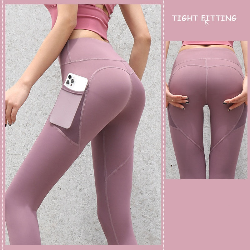 Seamless High-Waist Gym Leggings with Pockets 