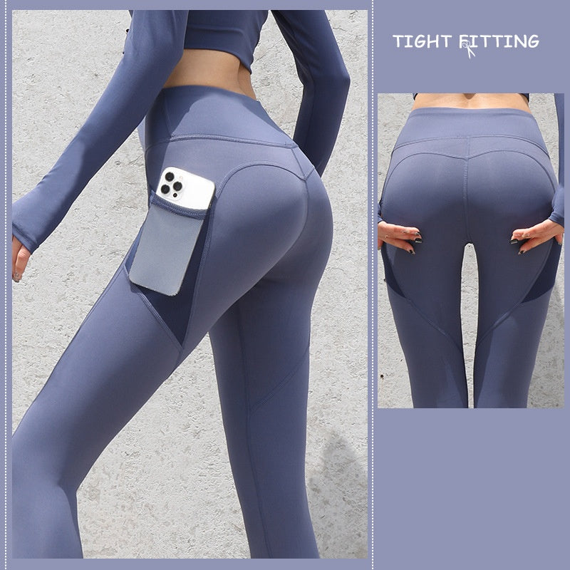 Seamless High-Waist Gym Leggings with Pockets 