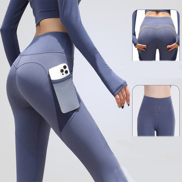 Seamless High-Waist Gym Leggings with Pockets 