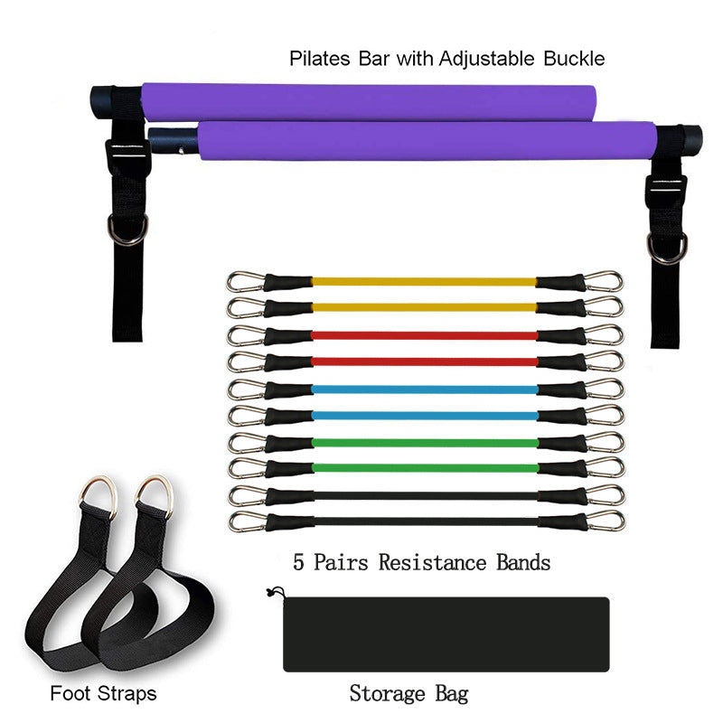 Portable Yoga Pilates Bar with Resistance Bands
