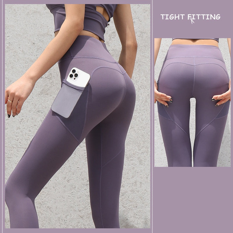 Seamless High-Waist Gym Leggings with Pockets 