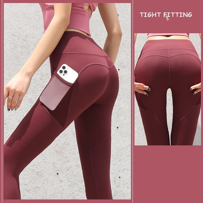 Seamless High-Waist Gym Leggings with Pockets 