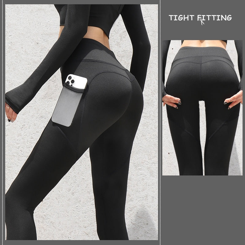 Seamless High-Waist Gym Leggings with Pockets 