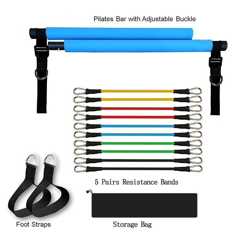 Portable Yoga Pilates Bar with Resistance Bands
