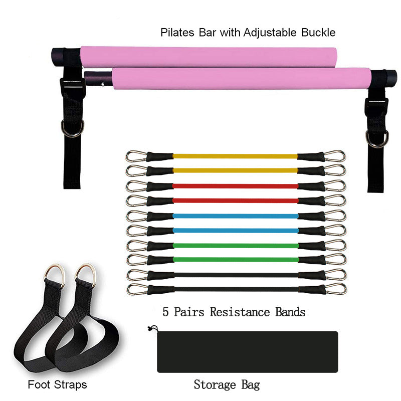 Portable Yoga Pilates Bar with Resistance Bands
